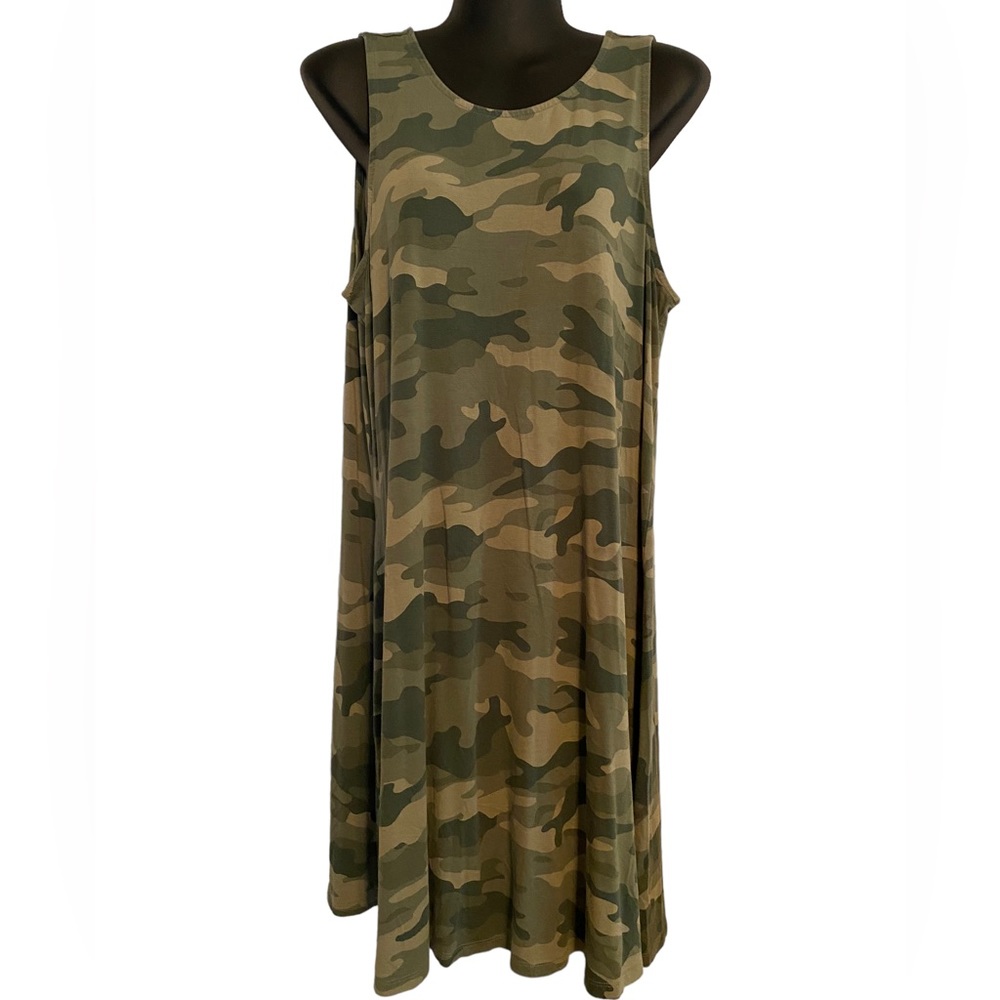 OLD NAVY Green Camo Jersey Midi Dress Large